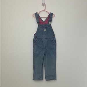 John Deere Girls Light Wash Blue Denim Overalls Cowgirl Pink Accents Size 5